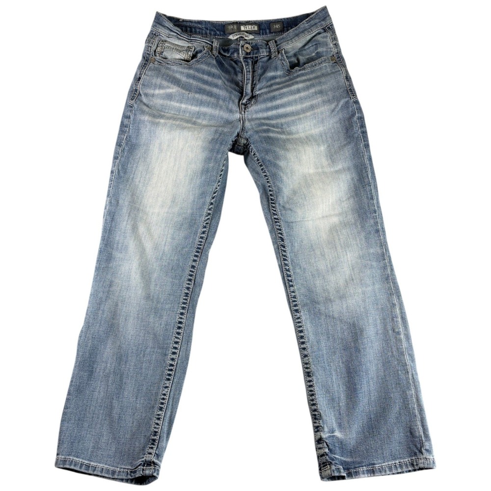 Buckle BKE Tyler Straight Leg Jeans Men 34S Blue Denim Light Wash Cotton Stretch